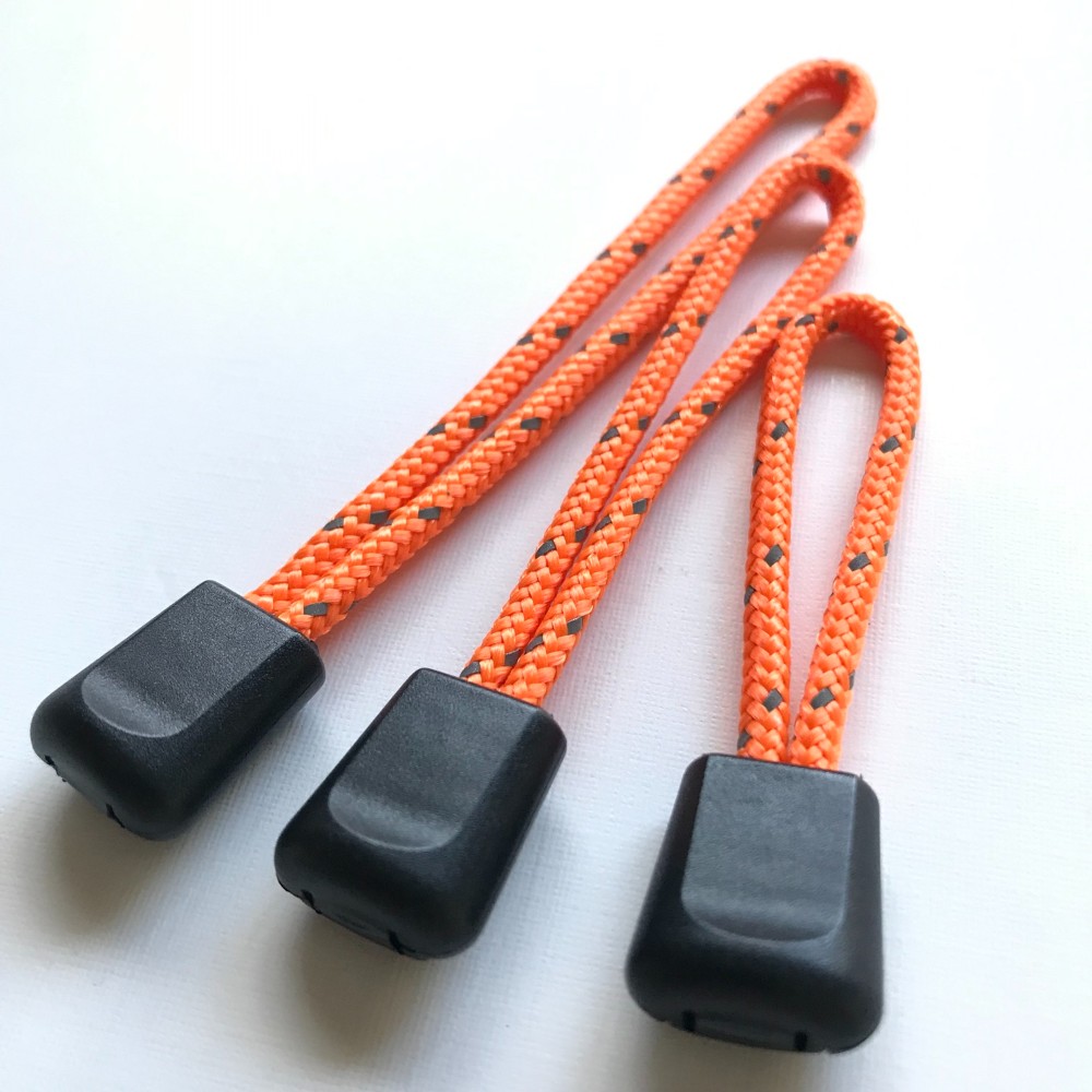 パラコード製ジッパータブ3本セット（反射オレンジ色・長さ6・8