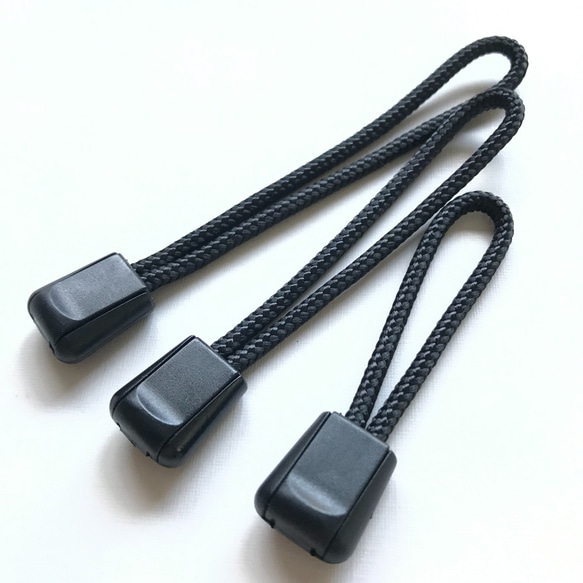パラコード製ジッパータブ3本セット（黒色・長さ6・8・10cm