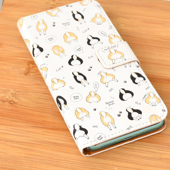 むちむちたっぷり！柴犬のおしり手帳型iPhoneケース 4枚目の画像