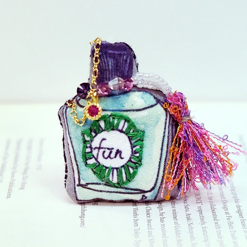 限定手作りスタイルブローチ]香水シリーズ-楽しいグリーンボトル