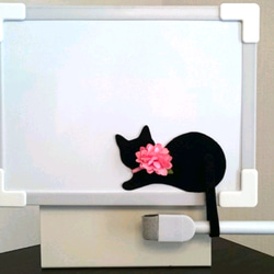 黒猫マグネット(紫 鈴) 4枚目の画像