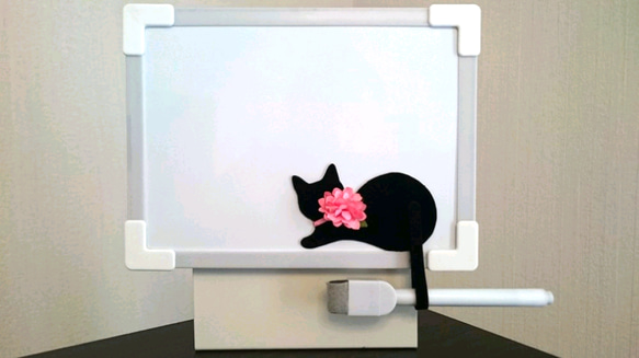 黒猫マグネット(紫 鈴) 4枚目の画像