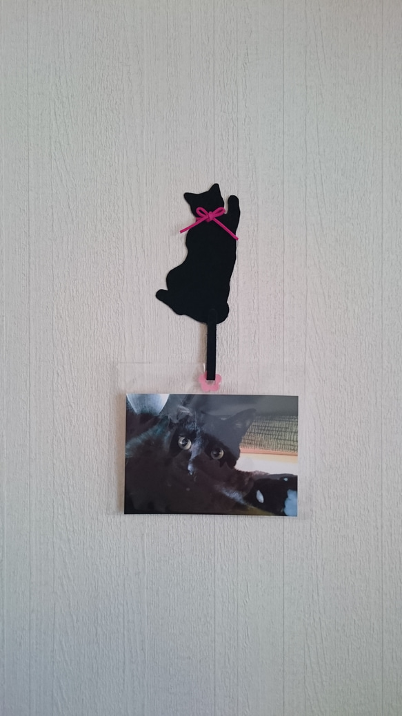黒猫マグネット(紫 鈴) 6枚目の画像