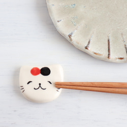 陶瓷製微笑三花貓筷架（1 件） 第4張的照片
