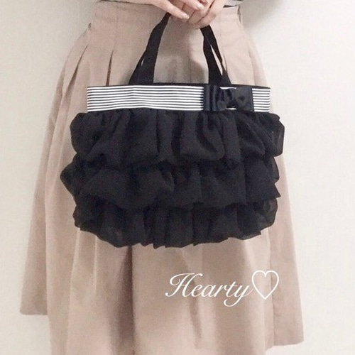 フリル3段♡リボンバッグ トートバッグ Hearty♡ 通販 7692040