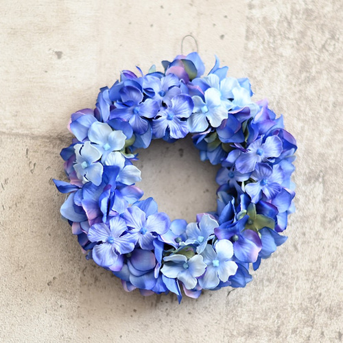 雨音アジサイのリース【直径約15cm 】/アーティフィシャルフラワー  
