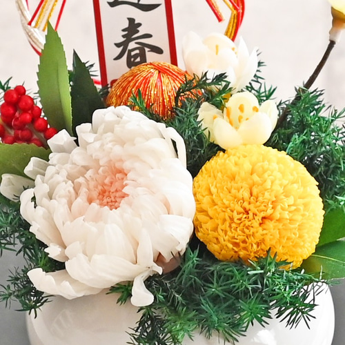 鏡餅のお正月プリザーブドフラワーアレンジ プリザーブドフラワー