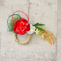 紅白しめ縄リース2026 お正月飾り 赤 白 しめ縄飾り しめ飾り 新年 椿