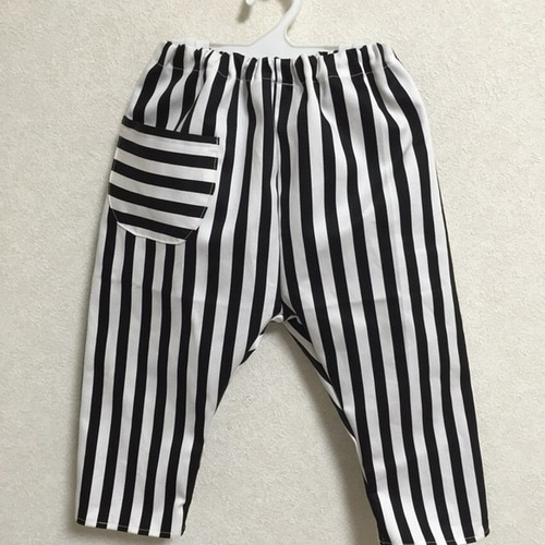 90モノトーンストライプのスッキリパンツ☆子供サルエルパンツ 子供服