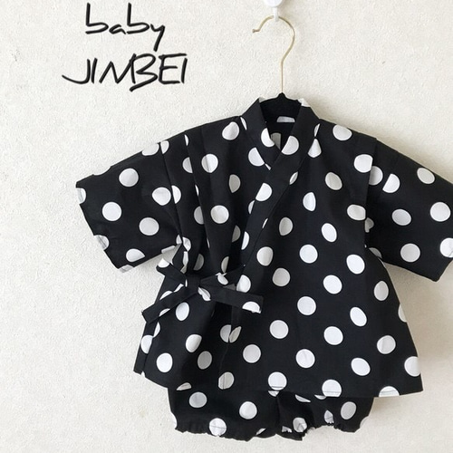 人気❤️普段着でも着れる❤️水玉の甚平さん ベビー甚平 ベビー服