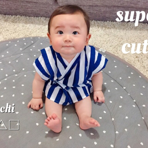 人気❤️普段着でも着れる❤️水玉の甚平さん ベビー甚平 ベビー服