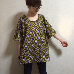 African textile 楽ちんtunic ポケット付き 3枚目の画像