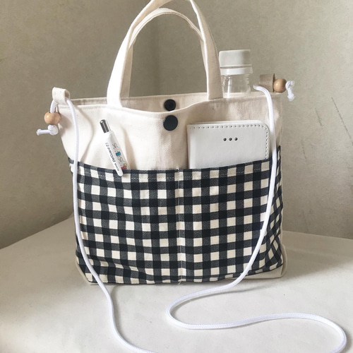 バッグの中綺麗❤️ペットボトルホルダー付き べんりなオシャレバッグ