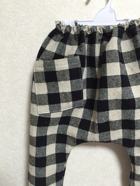 再販☆綿麻チェック□□□のsarrouel pants 3枚目の画像