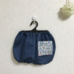 選べるliberty fabric Pocketデニムかぼちゃパンツ 2枚目の画像