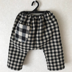 プレゼントにも人気❤️男の子にも女の子にも人気❤︎ハーフリネン Checkのsarrouel pants 2枚目の画像