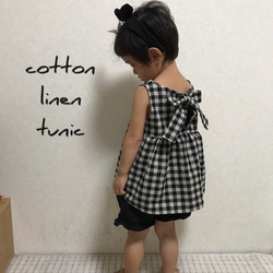 cotton linenのバックリボンのチュニック 2枚目の画像