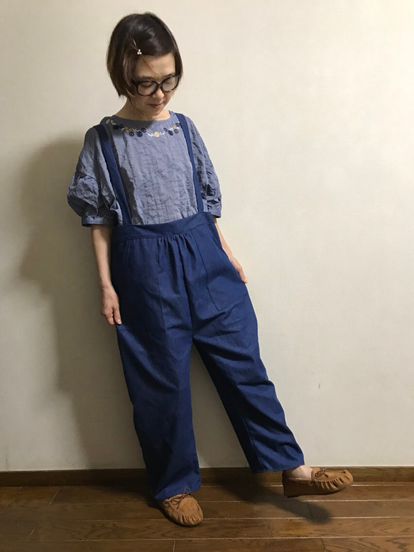 新作⭐️yachi original 締めつけゼロ‼️soft denim サロペット 4枚目の画像