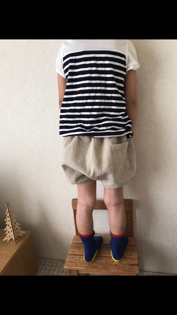 2wayで履ける 履き心地楽ちん★柔らかデニムの子供バルーンパンツ❤︎子供かぼちゃパンツ 4枚目の画像