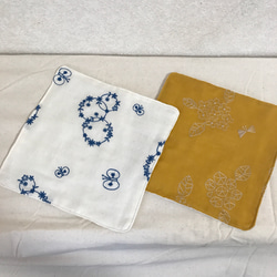 ★北欧刺繍 ダブルガーゼのハンカチ2枚セット★ 2枚目の画像