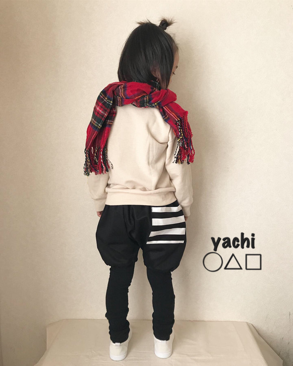 子供サイズ☆白黒横しましまポケット付き☆かぼちゃパンツ 子供服