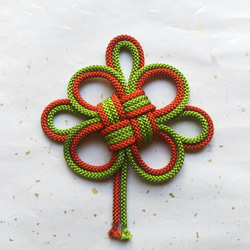 奈々様 オーダー品 菊結びの髪飾り（組紐） 柿渋＆若草色 」 バレッタ