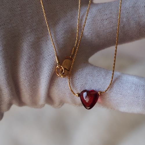ガーネット(ハート）7 K14GFネックレス❀ ネックレス・ペンダント
