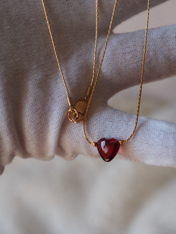 ガーネット(ハート）10 K14GFブレスorネックレス❀ ネックレス