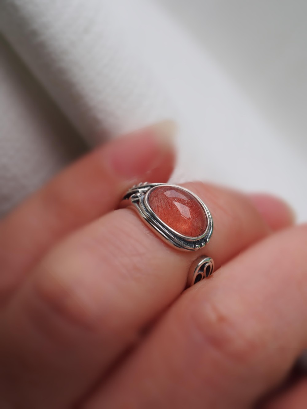 ストロベリークォーツ１０　S925ピンキー＆ファランジリング❀