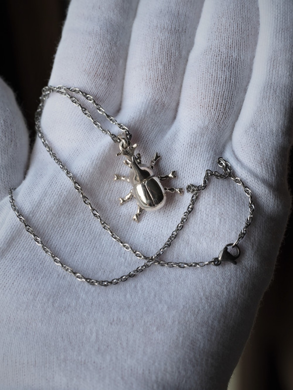 再販 S925 リアル「カブトムシ」ペンダントトップ❀ ペンダントトップ