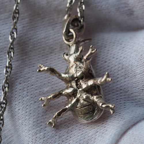 再販 S925 リアル「カブトムシ」ペンダントトップ❀ ペンダント
