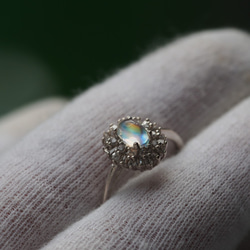 High grade　Rainbow moonstone８　S925WGZC　13号リング❀ 7枚目の画像