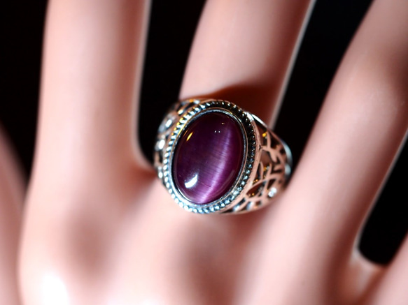 Blue & Purple Tiger Eye Antique Ring ! 2枚目の画像