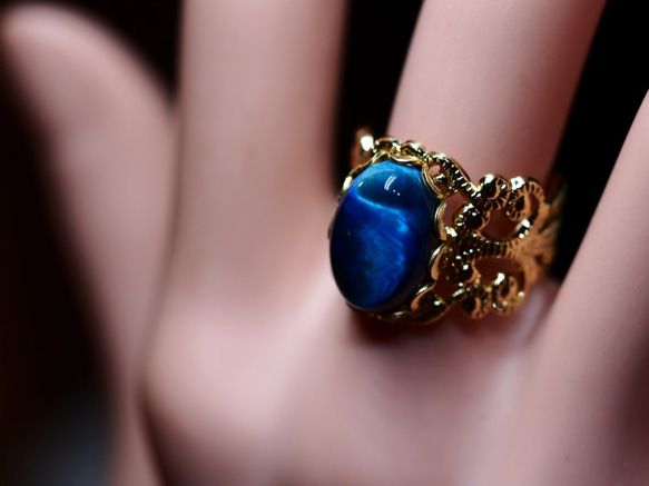 Blue Tiger Eye ♪　透かしリング 3枚目の画像