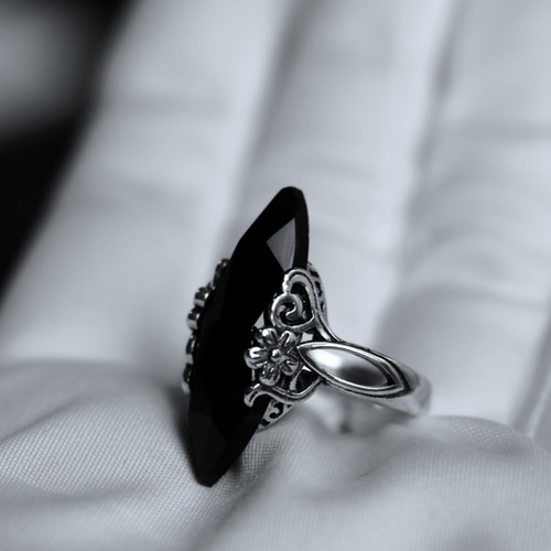 Newブラックオニキス40 S925デザインリング♬ 指輪・リング ケロリン