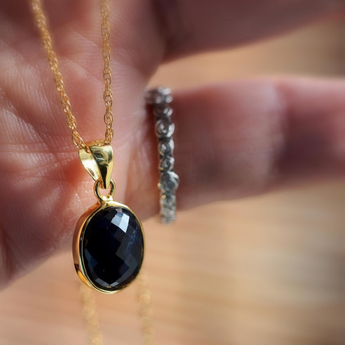 再販 限定1 ブラックサファイア12 S925GPペンダントトップ