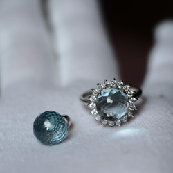 Blue Topaz 10MM Faceted Ball 　ペンダントトップ 3枚目の画像