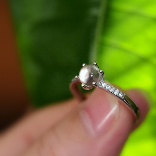 選択型：水晶玉6 S925WG/RGジルコニア付きクラウンリング❀ 指輪 
