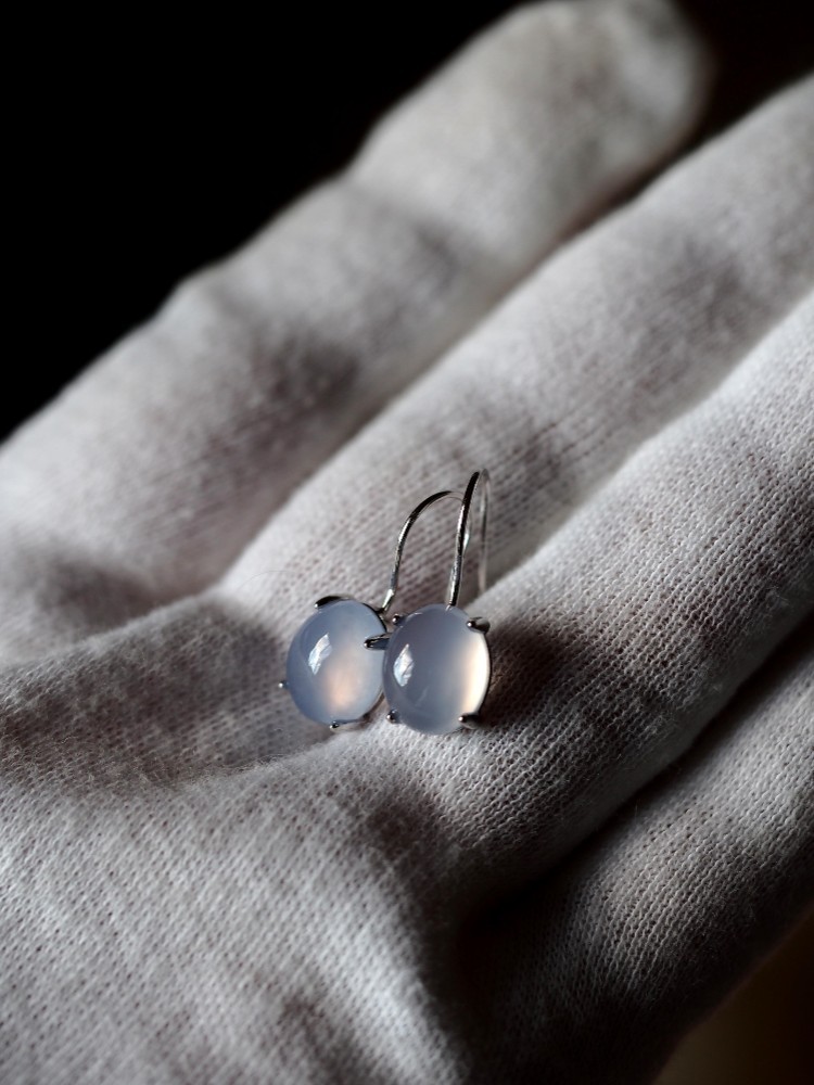 ブルーカルセドニー１０　S925フックピアス❀