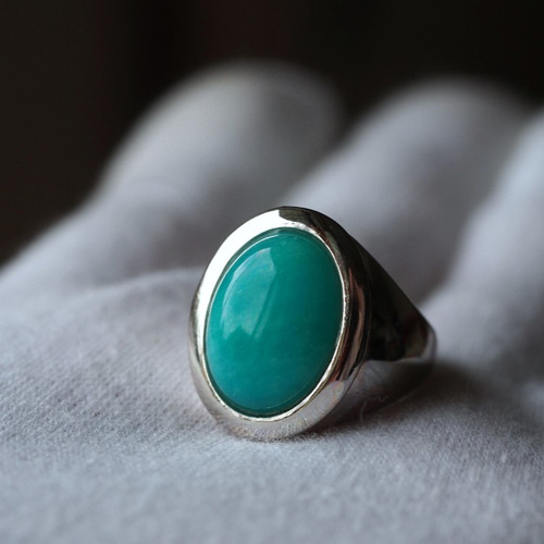 再販 アマゾナイト16 S925WGデザインリング❀ 指輪・リング ケロリン