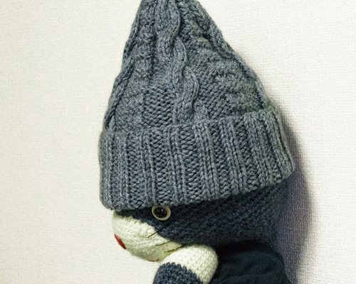 受注制作】形と毛糸にこだわった 大人のニットキャップ＊H（グレー