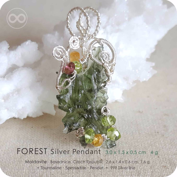 H09 Forest 捷克隕石 純銀墜 Moldavite Besednice Silver Pendant 第1張的照片