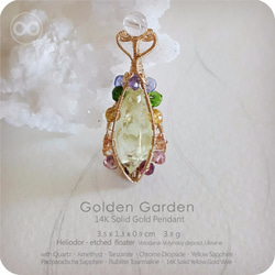 H56 ✡ Golden Garden ✡ 金黃海水藍寶 14K 金墜Solid Gold Pendant 第4張的照片