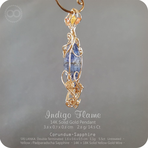 Sri-Lanka Sapphire 14K Solid Gold Pendant H58 第1張的照片