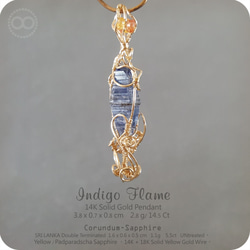 Sri-Lanka Sapphire 14K Solid Gold Pendant H58 第2張的照片