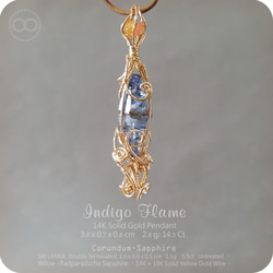 Sri-Lanka Sapphire 14K Solid Gold Pendant H58 第3張的照片