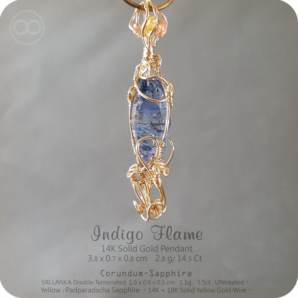 Sri-Lanka Sapphire 14K Solid Gold Pendant H58 第5張的照片