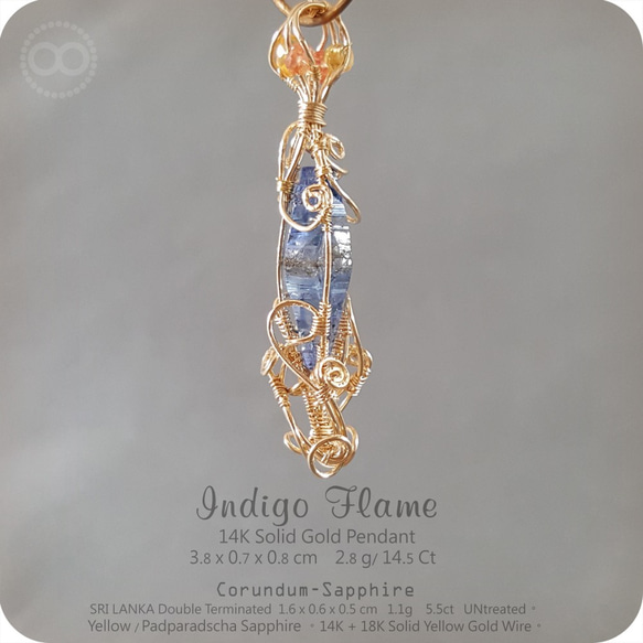 Sri-Lanka Sapphire 14K Solid Gold Pendant H58 第6張的照片