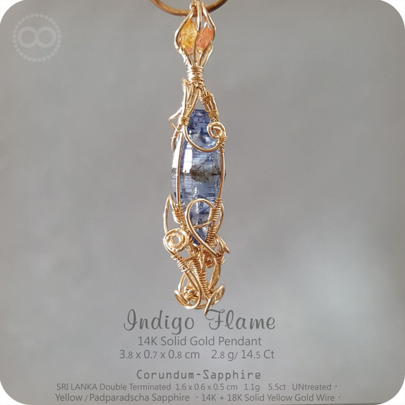 Sri-Lanka Sapphire 14K Solid Gold Pendant H58 第8張的照片