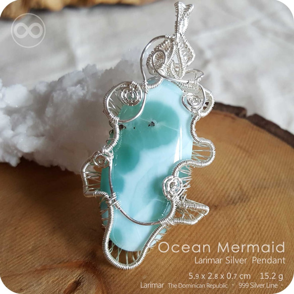 Larimar  拉利瑪 Silver Jewelry Pendant 純銀墜飾 H41 Ocean Mermaid 第3張的照片